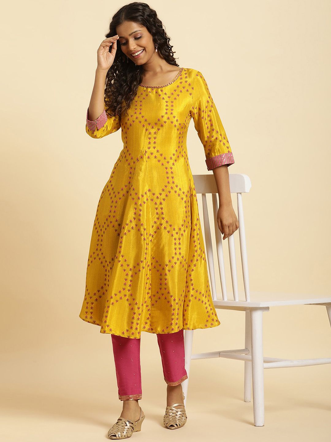 W Ethnic Motifs Printed Anarkali Kurta