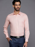 Raymond Men Peach-Coloured & Off-White Pure Cotton Self-Checked Slim Fit Formal Shirt