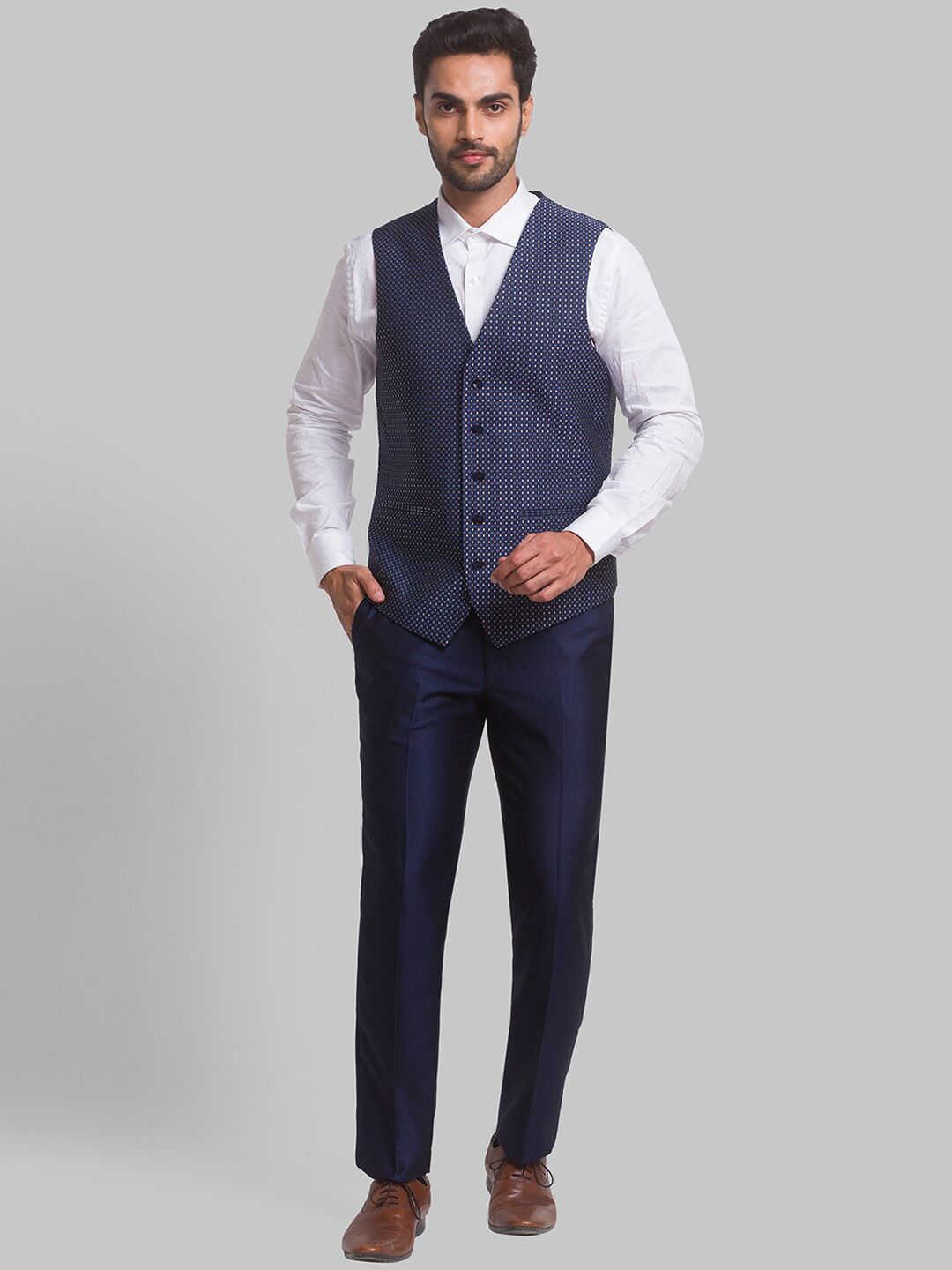 Park Avenue Men Single Breasted Slim Fit 3-Peice Formal Suit
