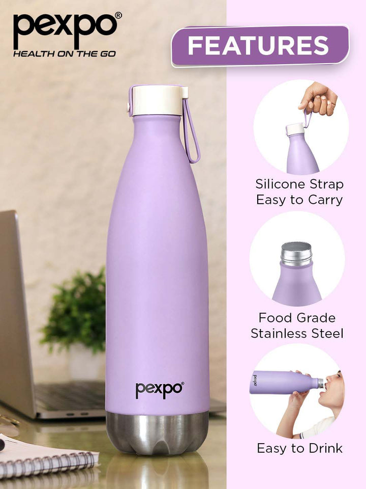 Pexpo Espresso Orchid Purple ISI Certified Thermosteel Hot & Cold Flask -500 ml