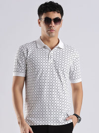 Baju-T Kapas Kolar Polo Bercetak Bunga ADRO