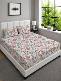 Moda Rapido X KLOTTHE Multicoloured Floral 300 TC King Bedsheet with 2 Pillow Covers