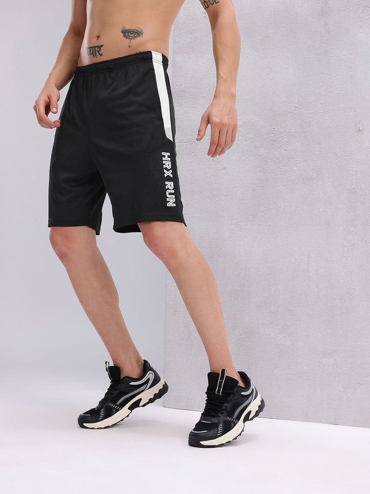 HRX by Hrithik Roshan Men Monochrome Typography Rapid-Dry Running Shorts