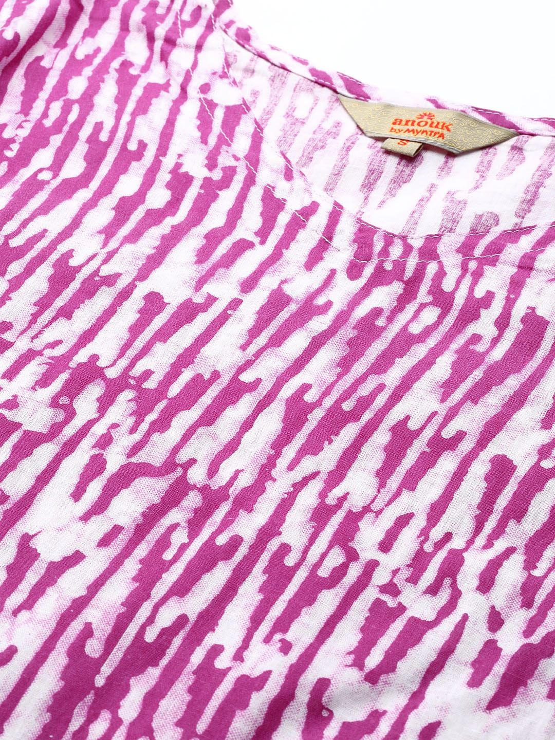 Anouk Women Purple & White Ethnic Motifs Printed Cotton Kurta