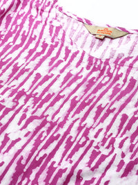 Anouk Women Purple & White Ethnic Motifs Printed Cotton Kurta