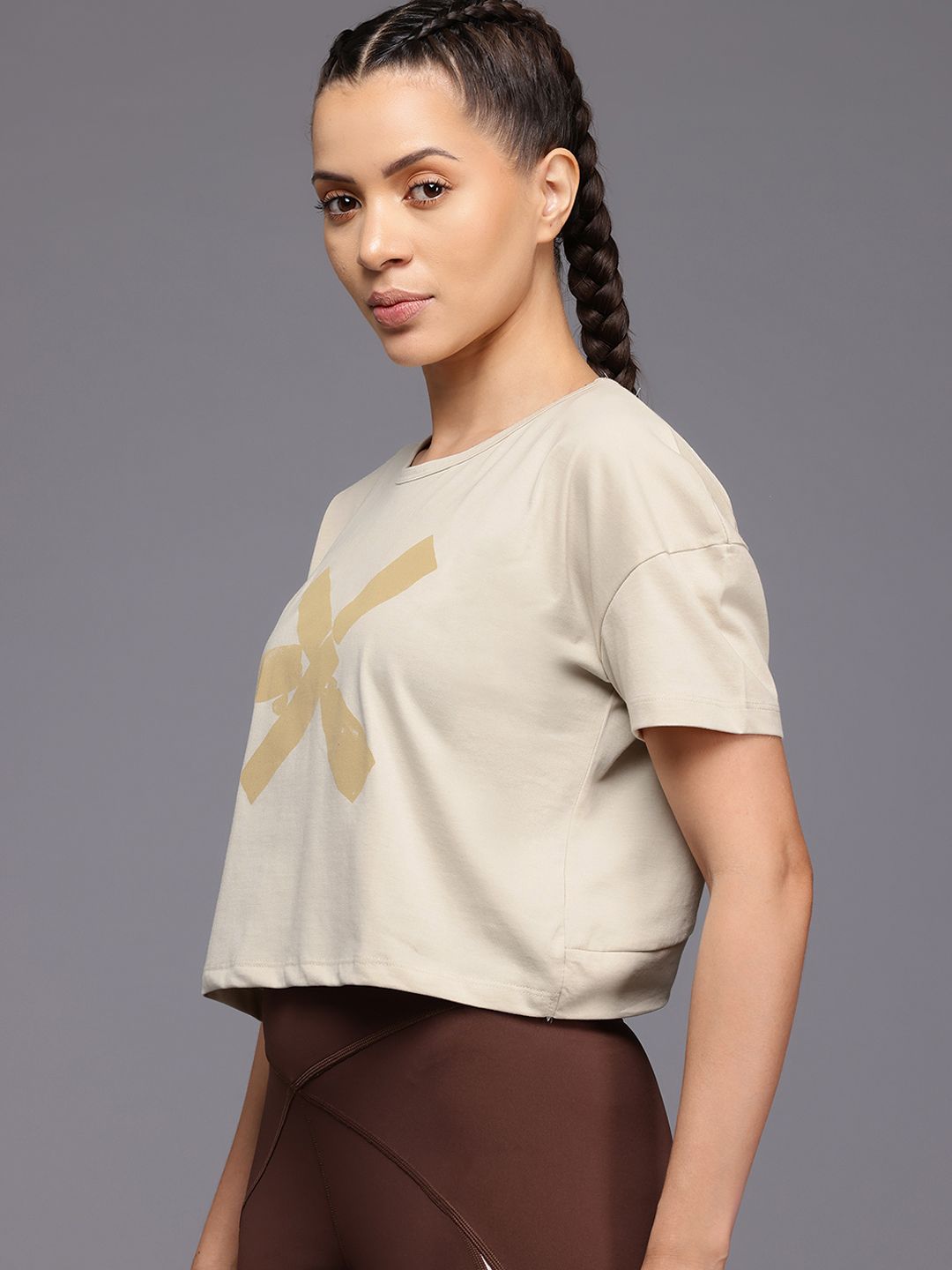 HRX by Hrithik Roshan Printed Cut Out Back Yoga T-shirt