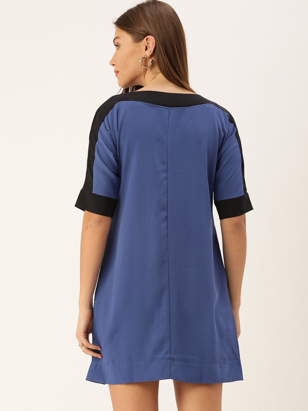 AND Blue Side Striped Formal Sheath Dress