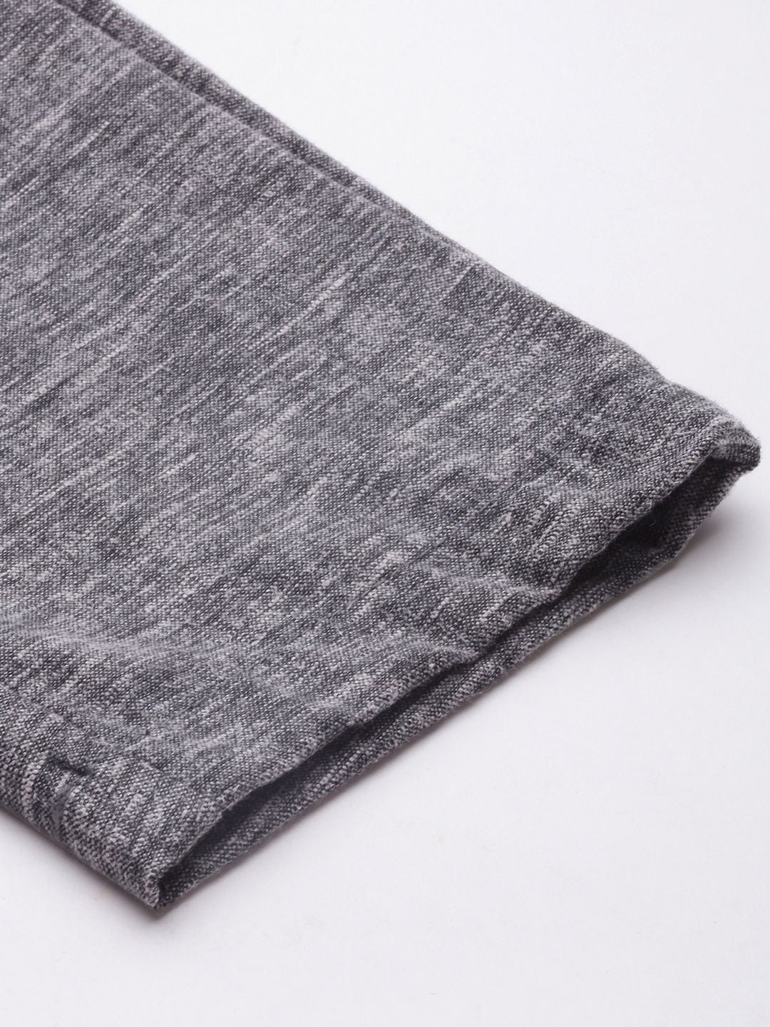 The Indian Garage Co Men Charcoal Grey Melange Effect Slim Fit Trousers