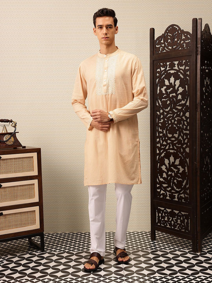 House of Pataudi Striped & Embroidered Jashn Kurta