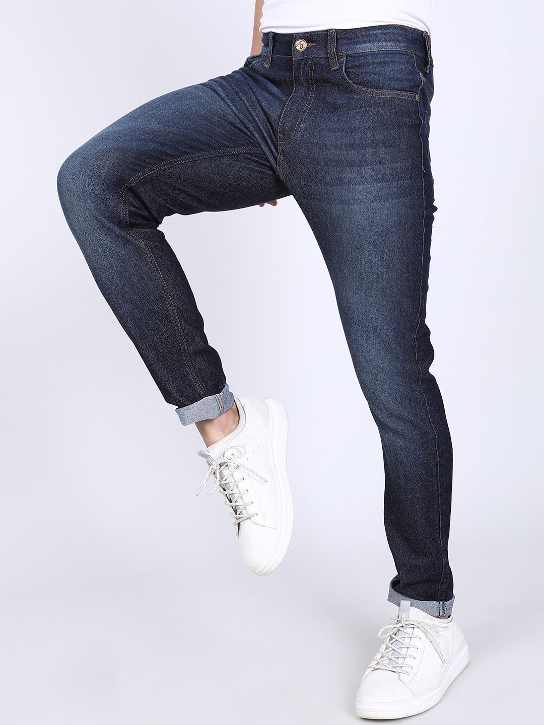 The Indian Garage Co Men Navy Blue Slim Fit Mid-Rise Clean Look Jeans