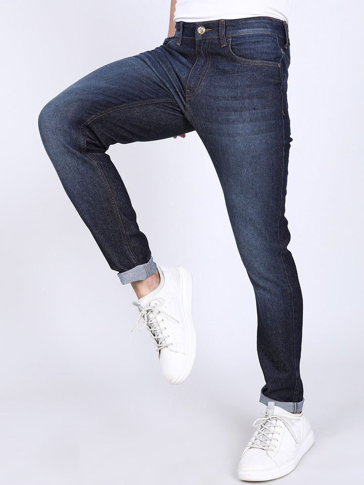 The Indian Garage Co Men Navy Blue Slim Fit Mid-Rise Clean Look Jeans