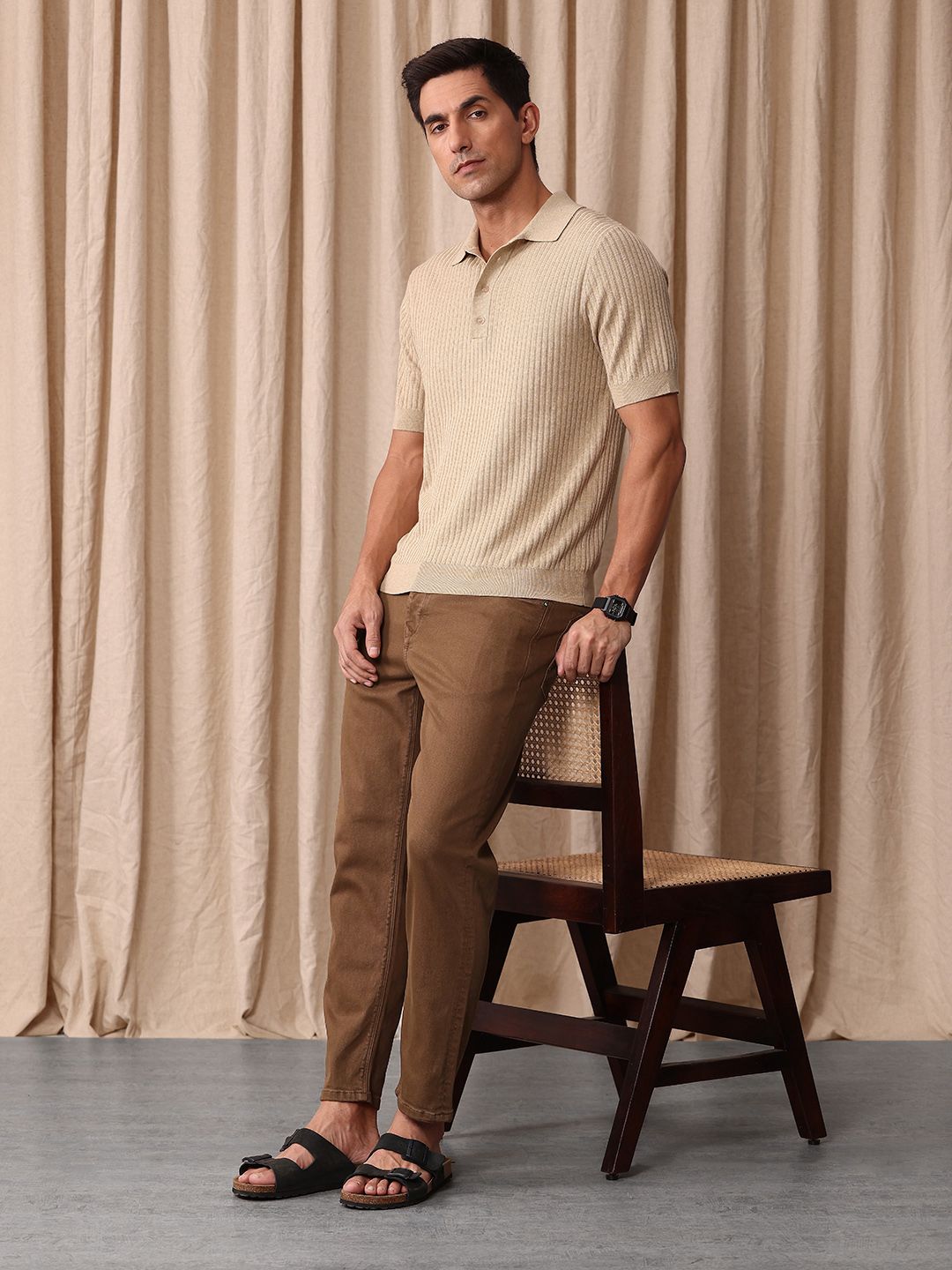 Mr Bowerbird Men Cropped Tapered Fit Stretchable Jeans