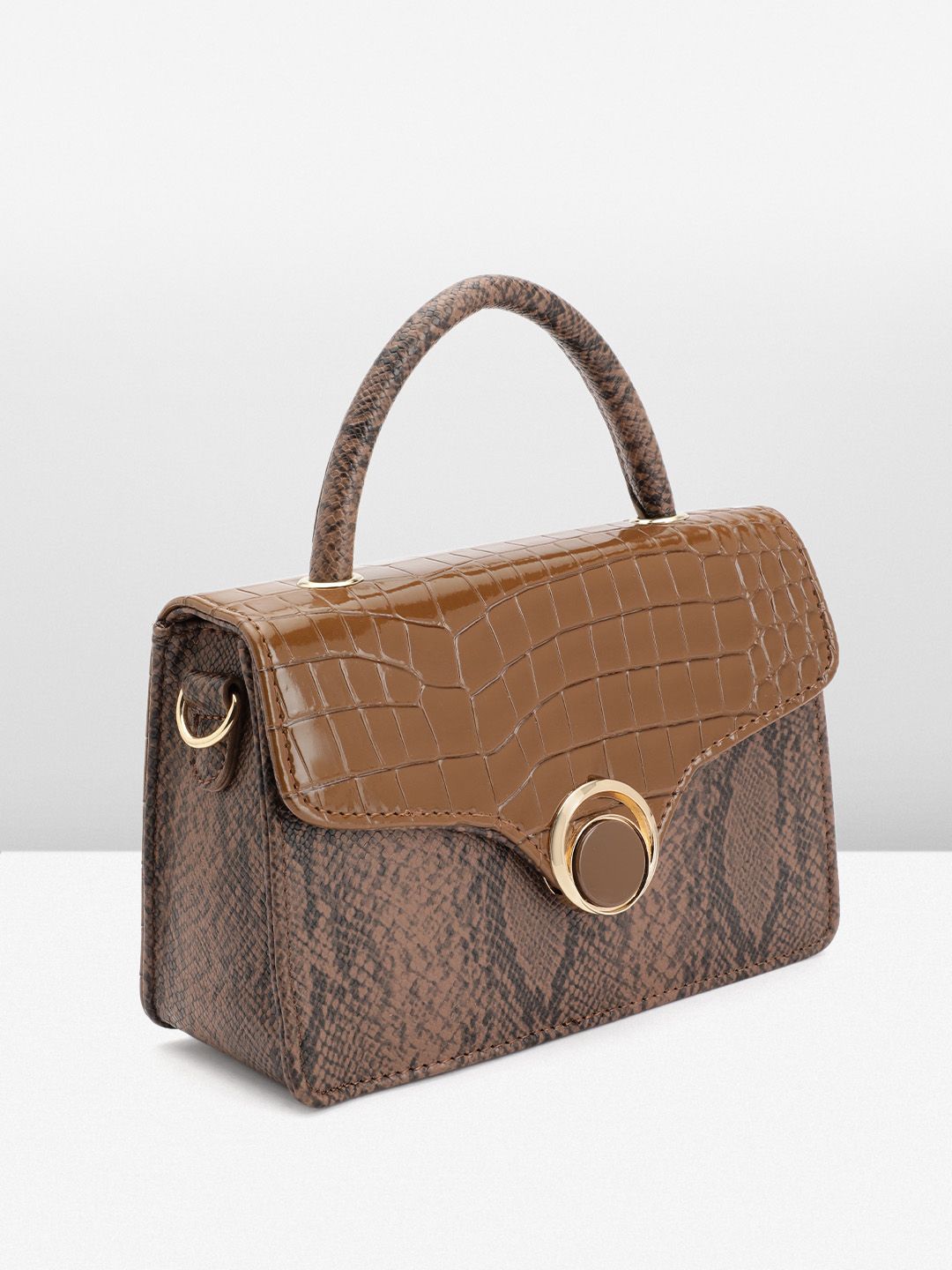 DressBerry Snake Skin Textured Satchel