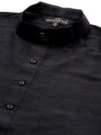 SOJANYA Black Mirror Work Kurta with Churidar