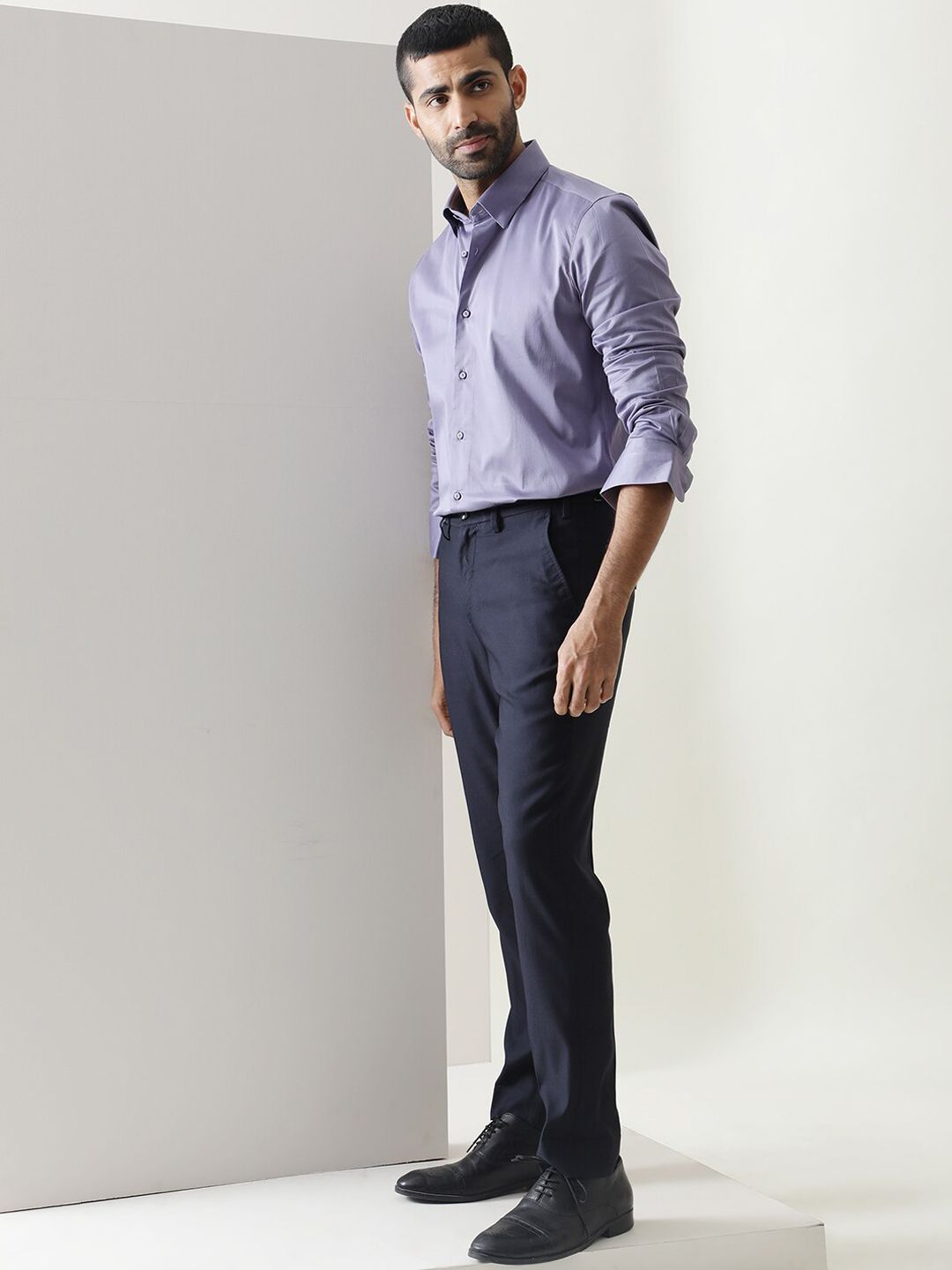 RARE RABBIT Men Glade Mid Rise Slim Fit Formal Trouser