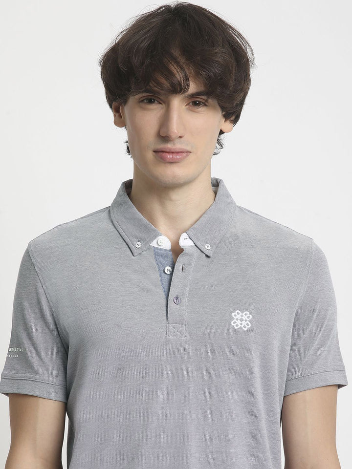 THE BEAR HOUSE Men Solid Polo Collar Regular Fit Pure Cotton T-shirt
