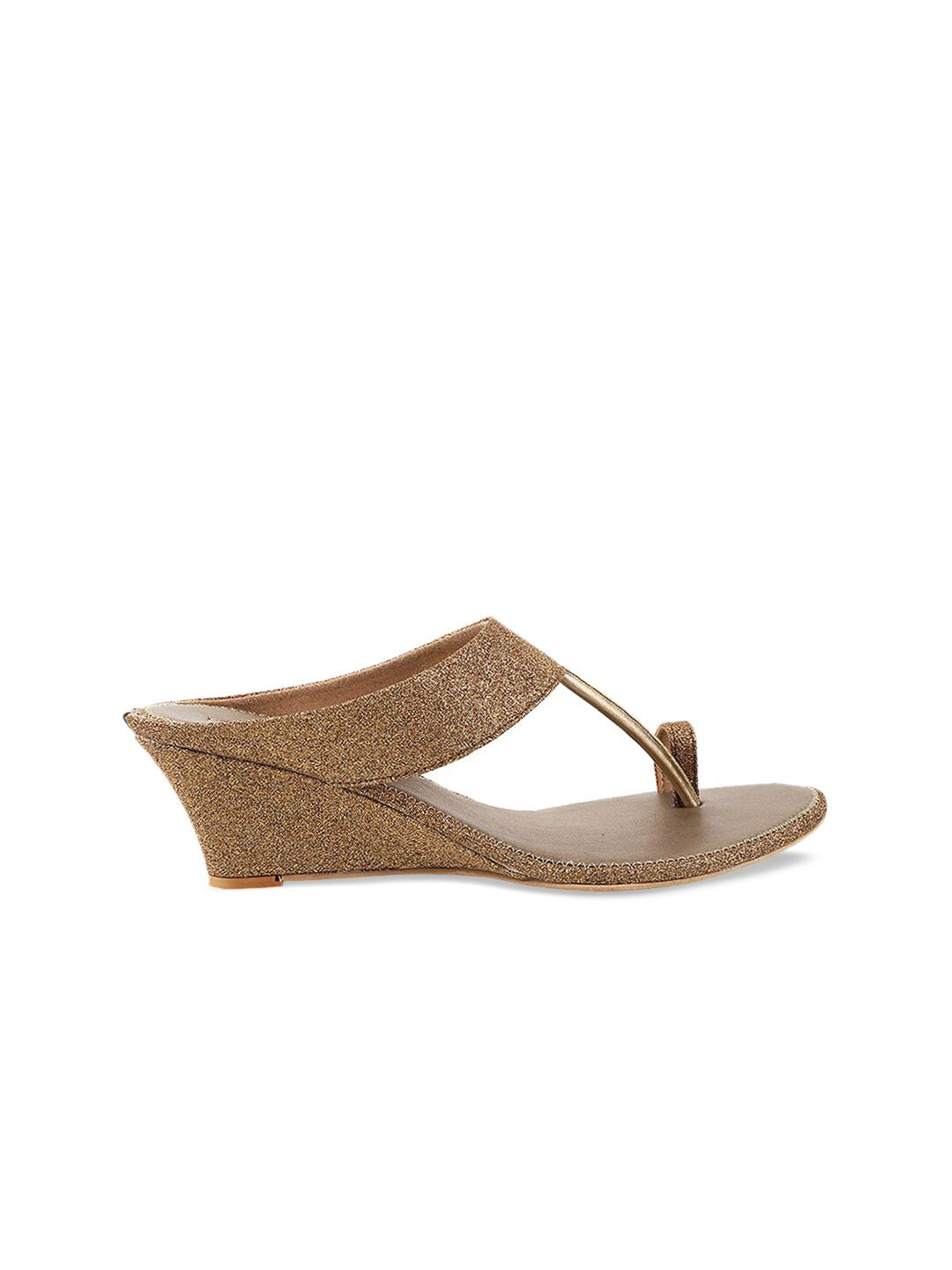 Metro Women Gold-Toned Embellished Wedges