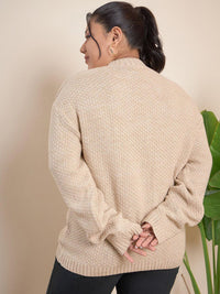 CURVY STREET Plus Size Cable Knit Pure Acrylic Pullover