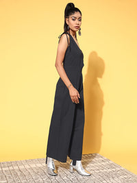 SASSAFRAS Women Classic Black Solid Joyful Jumpsuit