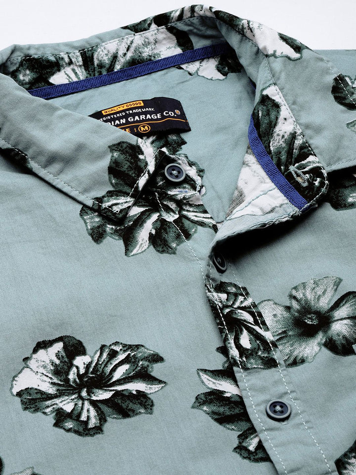 The Indian Garage Co Men Blue Classic Floral Printed Casual Shirt