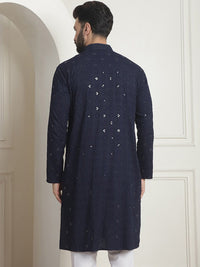 SOJANYA Sequinned Thread Work Mandarin Collar Kurta