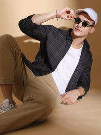 The Indian Garage Co Slim Fit Tartan Checked Twill Pure Cotton Casual Shirt