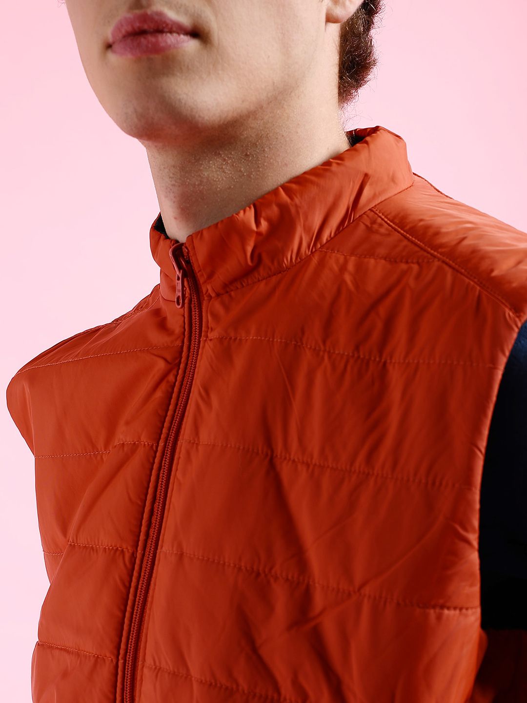 The Indian Garage Co Men Blue Colourblocked Reversible Crop Outdoor Padded Jacket