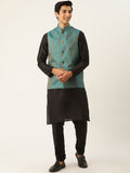 SOJANYA Kurta Hitam Lelaki dengan Jaket Churidar & Nehru