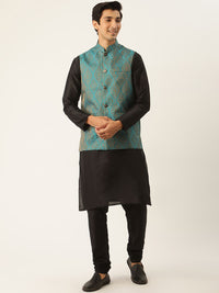 SOJANYA Kurta Hitam Lelaki dengan Jaket Churidar & Nehru