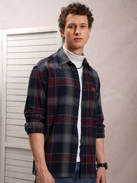LOCOMOTIVE Premium Fit Tartan Checked Dobby Textured Oversized Shacket
