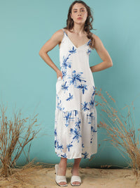 RAREISM Floral Printed A-Line Midi Dress