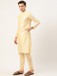 SOJANYA Men Beige & Green Kurta with Churidar