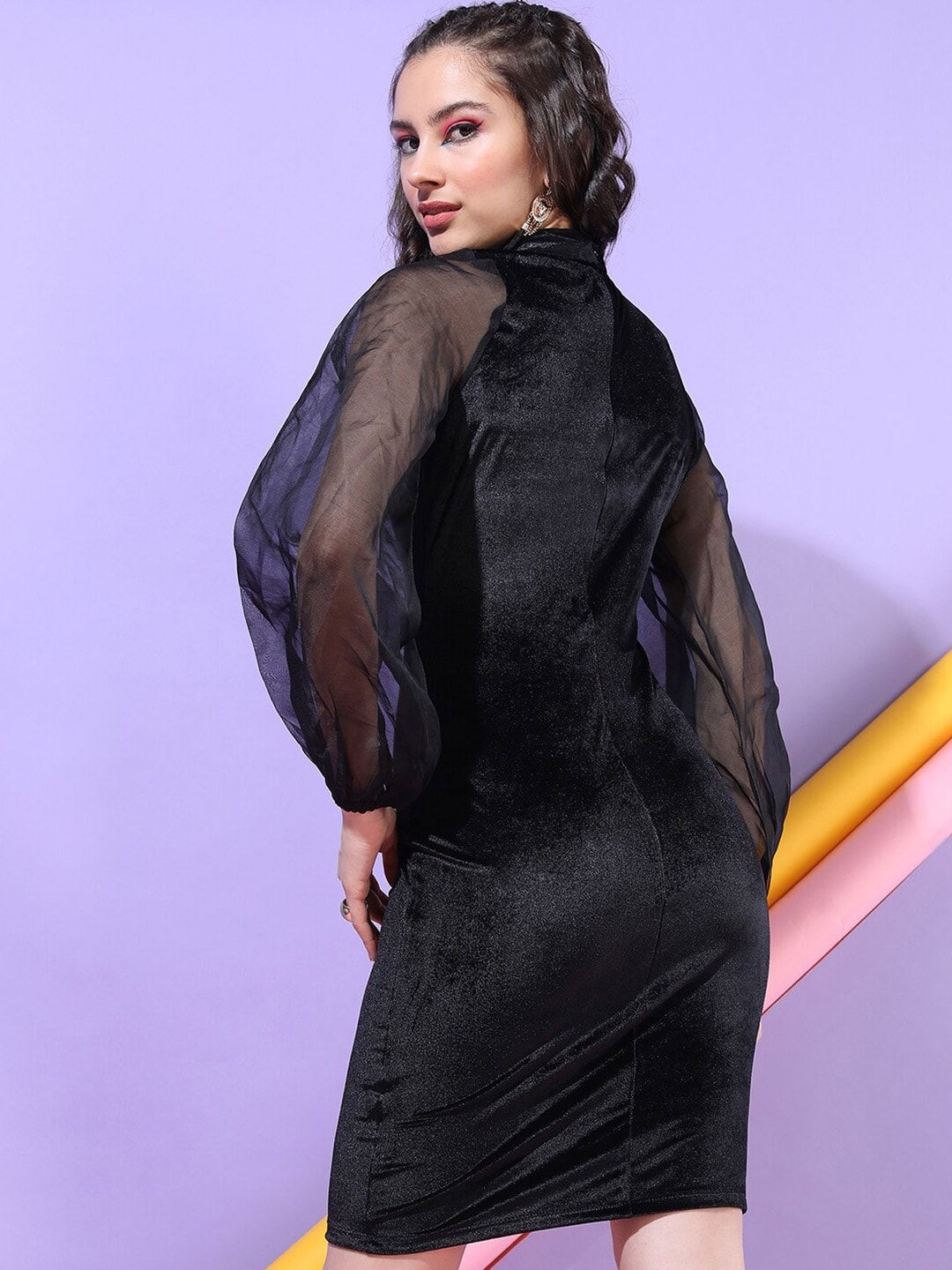 Tokyo Talkies Black Keyhole Neck Bodycon Dress
