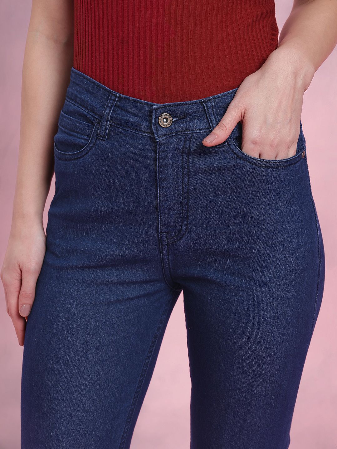 DressBerry Women Straight Fit High-Rise Stretchable Jeans
