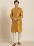 SOJANYA Kurta Design Tenunan Kuning Mustard Lelaki