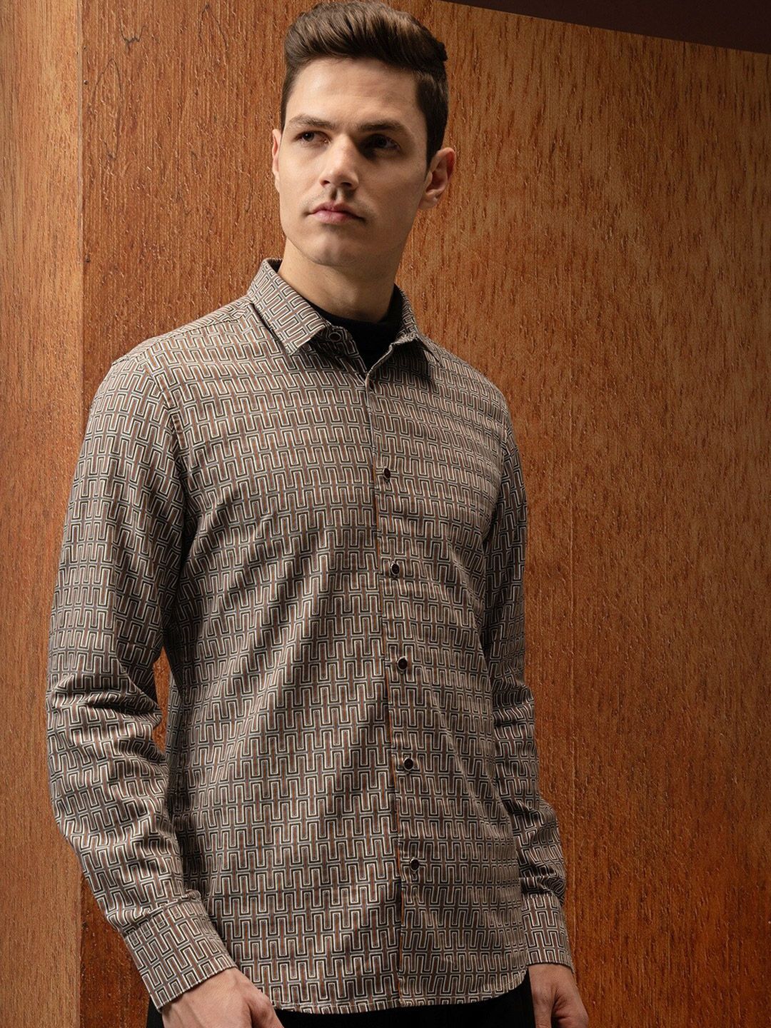LOCOMOTIVE Satin Abstract Printed Party Shirt