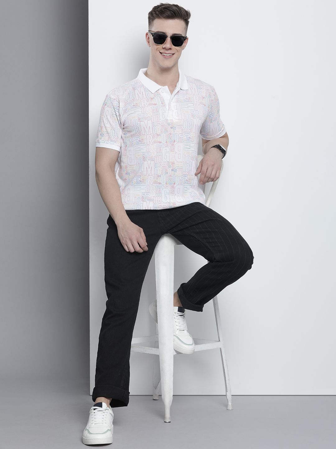 The Indian Garage Co Men Typography Printed Polo Collar T-shirt