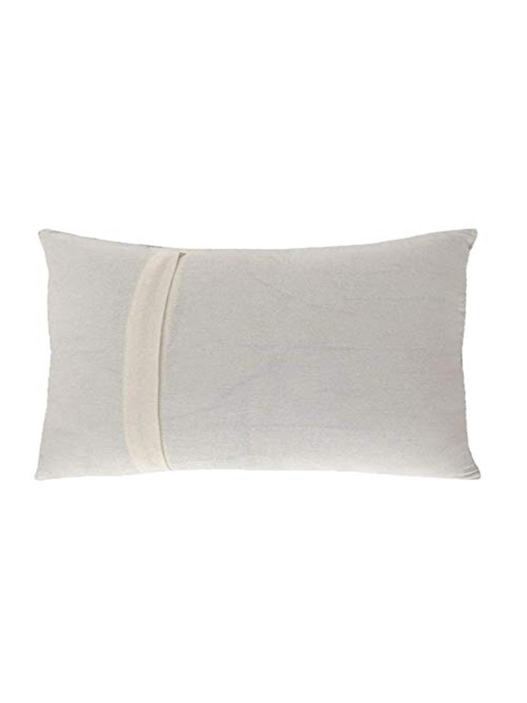 STITCHNEST Peach-Coloured & Cream-Coloured Set of 2 Geometric Rectangle Cushion Covers