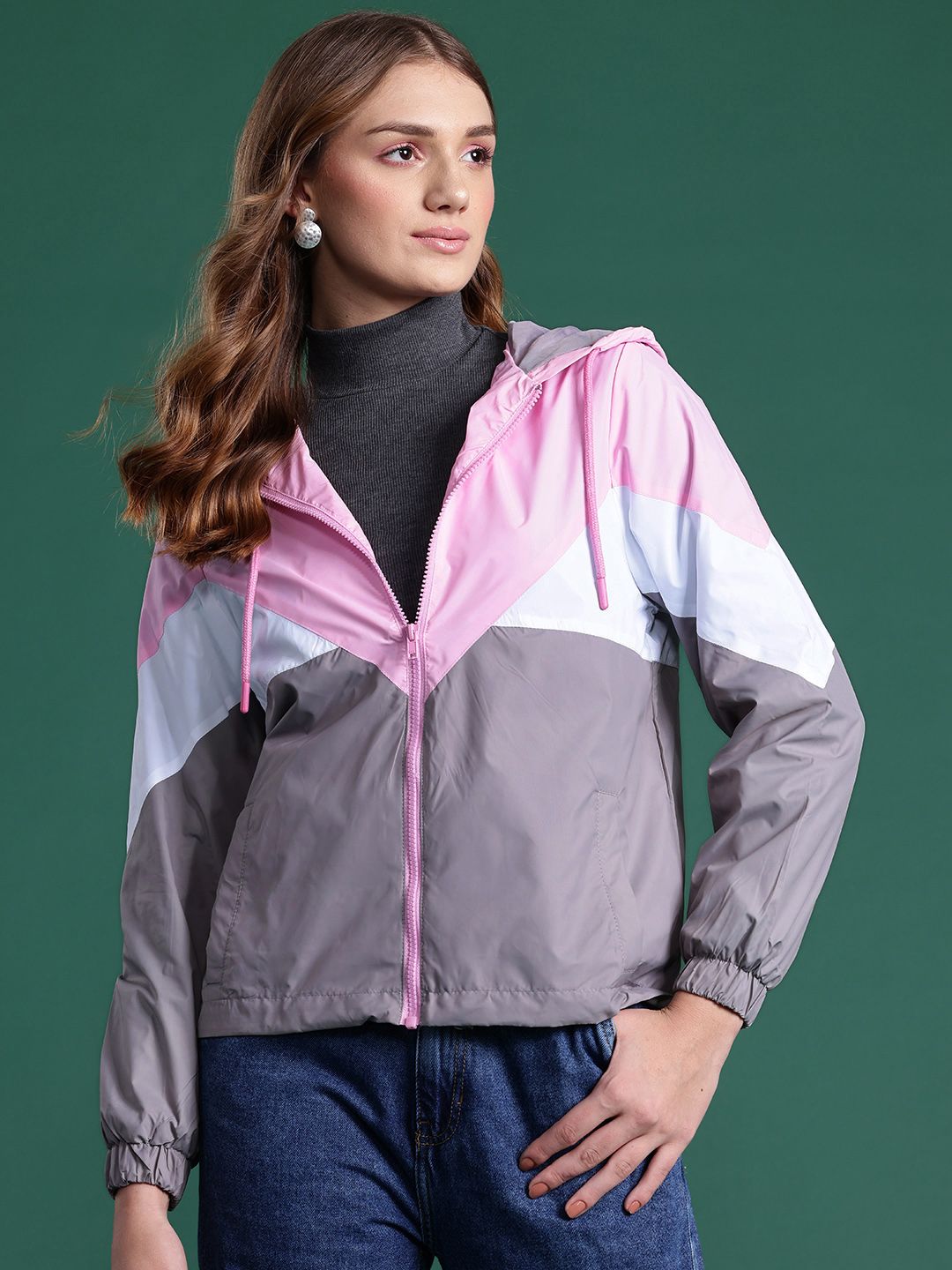 DressBerry Colorblocked Hooded Tailored Jacket