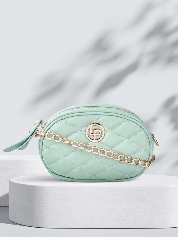 Lino Perros Women Mint Green Quilted Sling Bag Cum Fanny Pack