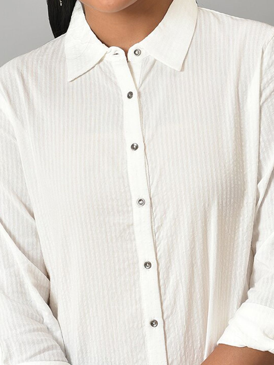 W Opaque Pure Cotton Striped Casual Shirt