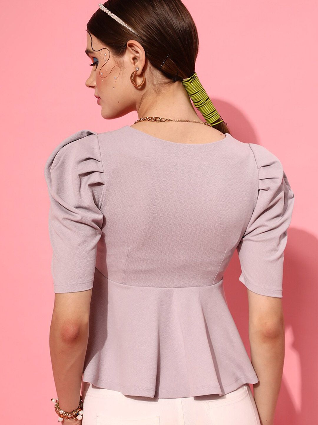 STREET 9 Lavender Crepe Peplum Top