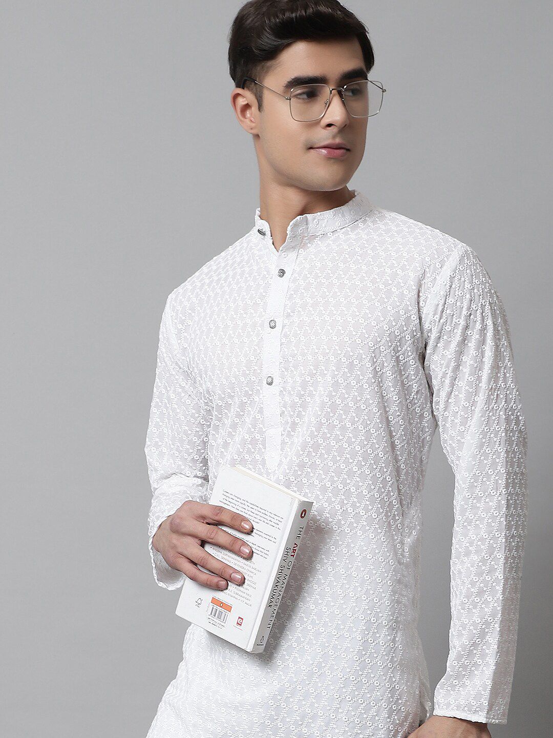 Jompers Ethnic Motifs Embroidered Regular Chikankari Pure Cotton Kurta with Churidar