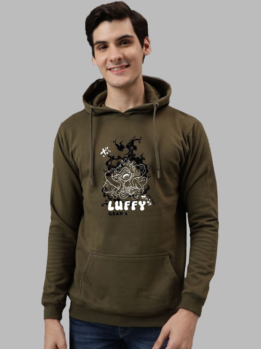 ADRO Men Printed Hooded Pullover Sweatshirt