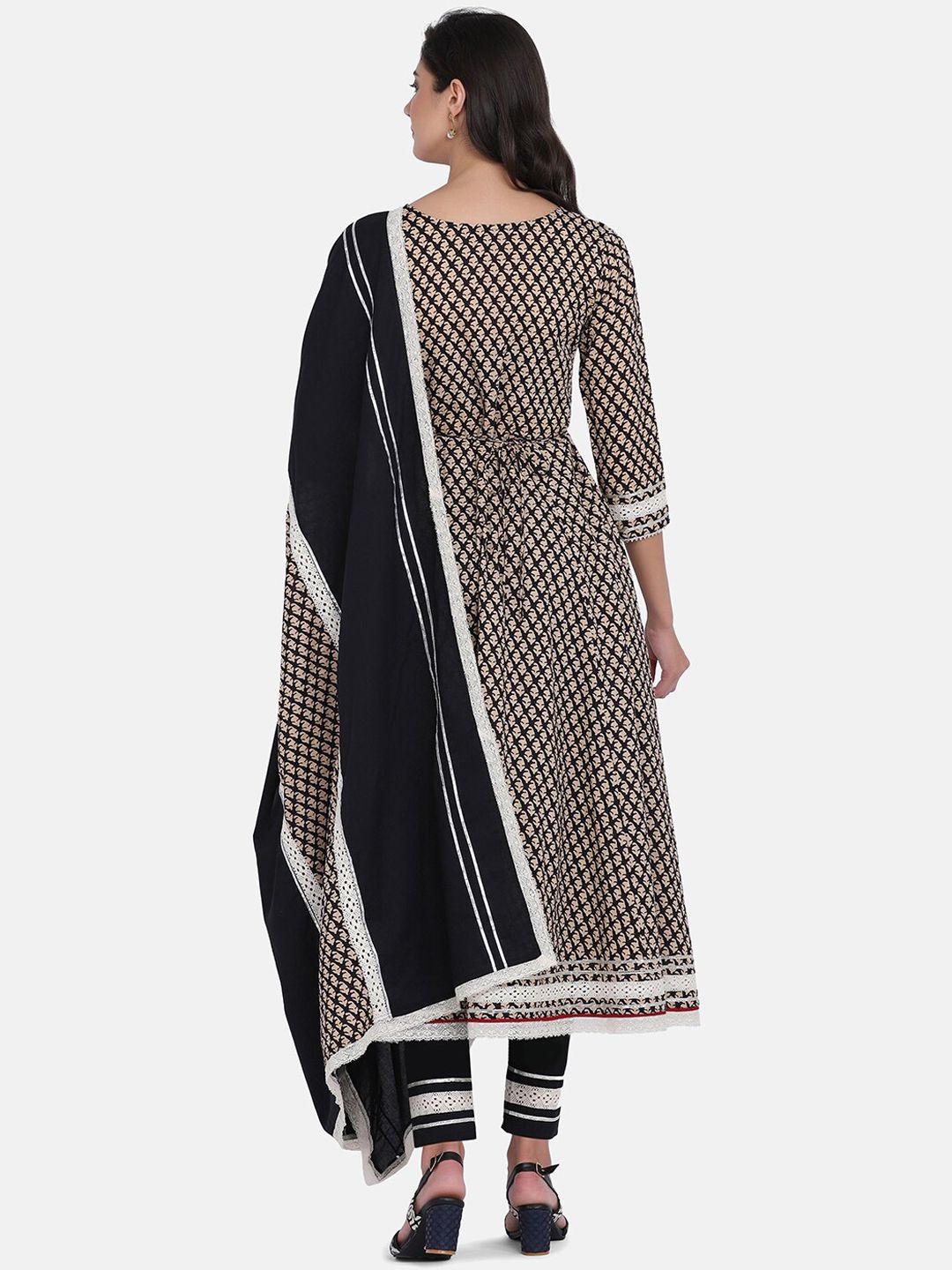 KALINI Ethnic Motifs Printed Pure Cotton Kurta With Trousers & Dupatta