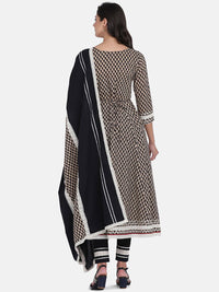 KALINI Ethnic Motifs Printed Pure Cotton Kurta With Trousers & Dupatta