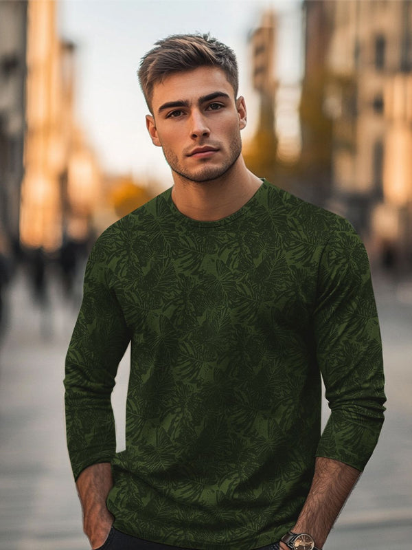 T-Shirt Fesyen T-Shirt Slim Urbano Hijau Bercetak Hijau