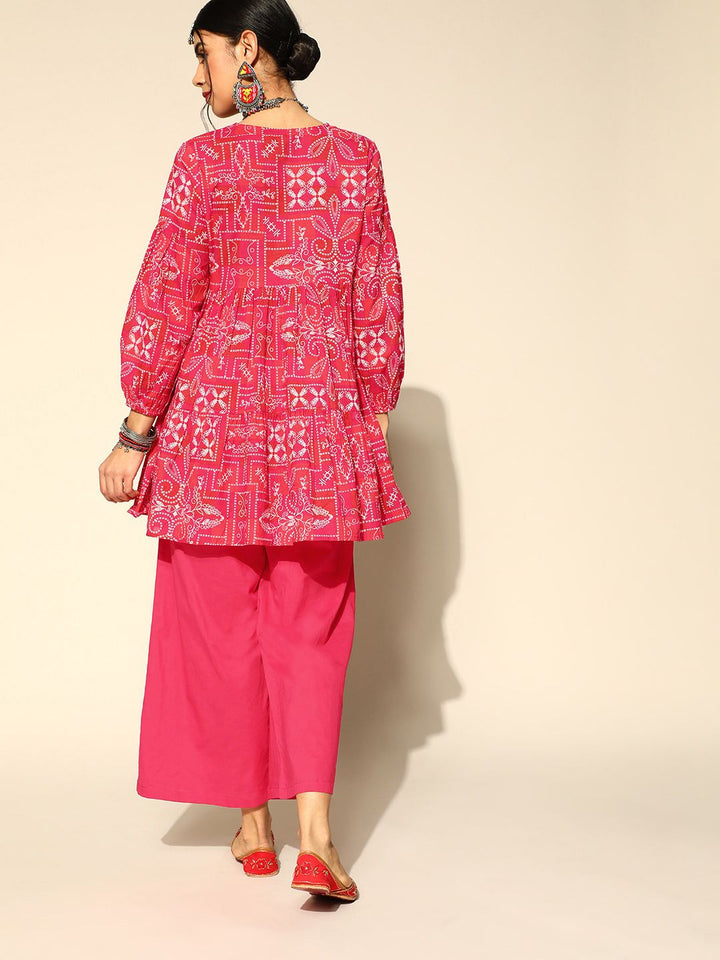 Anouk Pink Ethnic Printed Tunic with Trousers