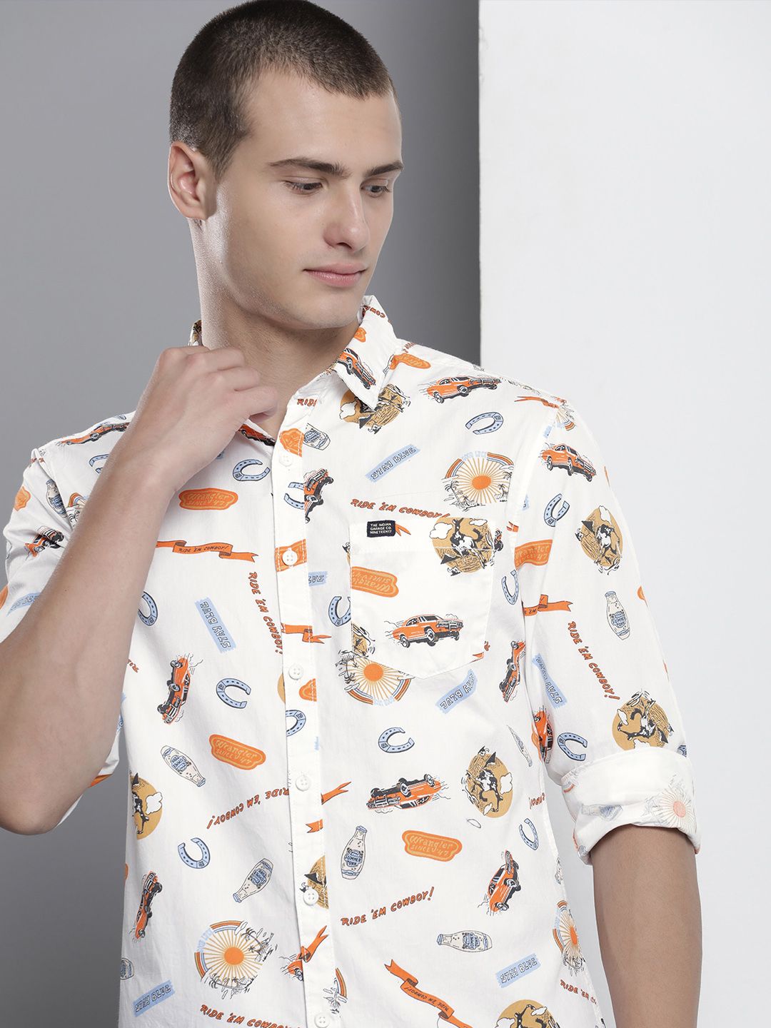 The Indian Garage Co Men Printed Pure Cotton Casual Shirt