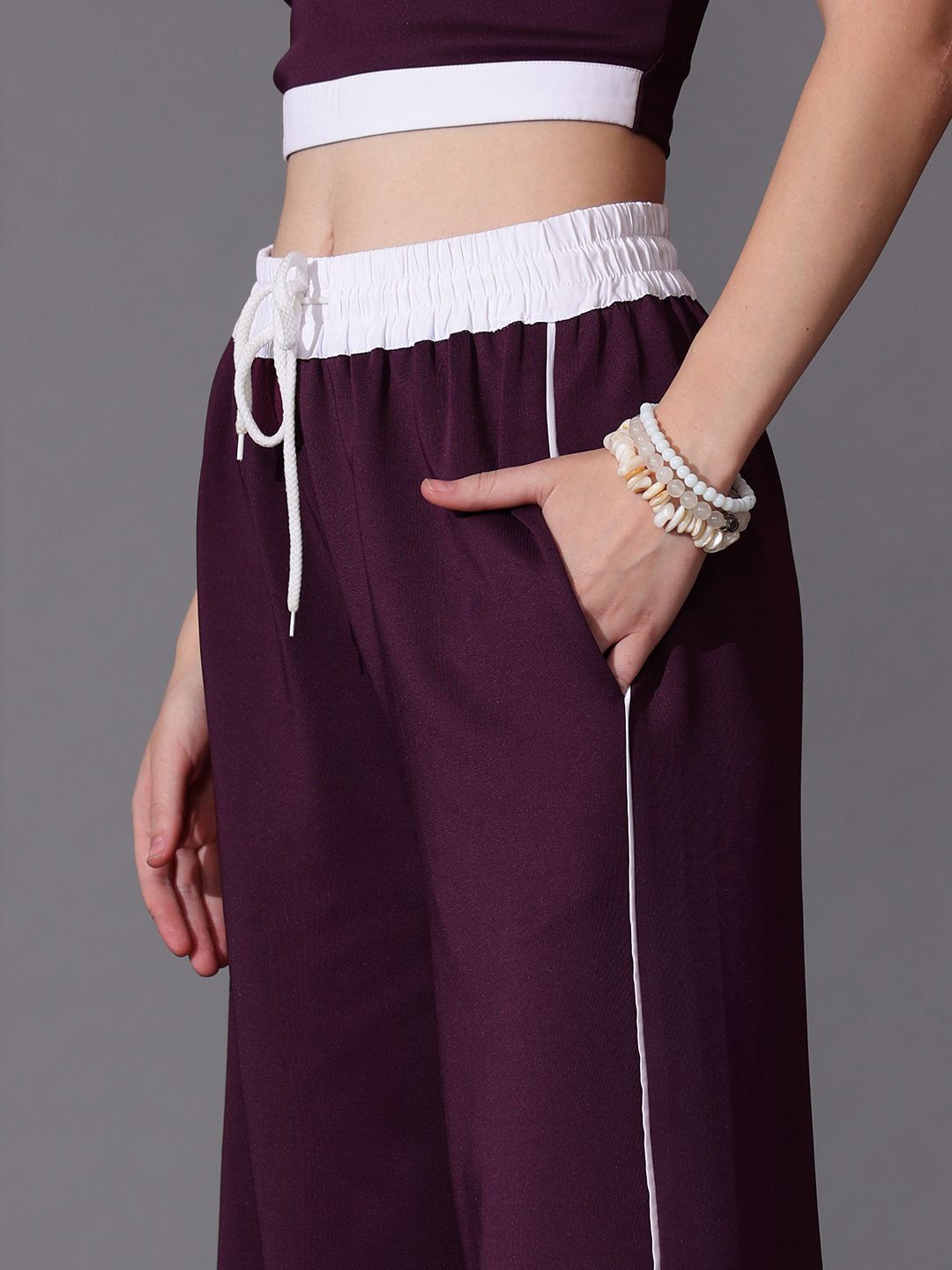 STREET 9 Pure Cotton Solid Halter Neck Top & Trousers Set